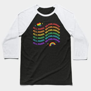 Pride Shirt "All Pride, No Prejudice" Tee, Colorful Rainbow Graphic, Perfect for Pride Month, Gift for LGBTQ Friends Baseball T-Shirt